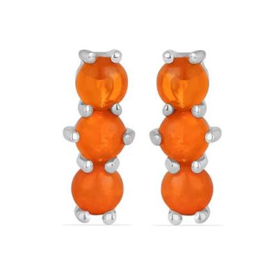 BUY STARLING SILVER NATURAL ORANGE ETHIOPIAN OPAL GEMSTONE EARRINGS